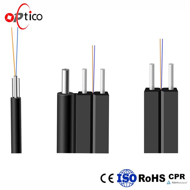 Aerial G657A FRP KFRP Steel Wire 6 Core FTTH Drop Cable