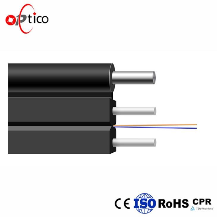 Aerial G657A FRP KFRP Steel Wire 6 Core FTTH Drop Cable